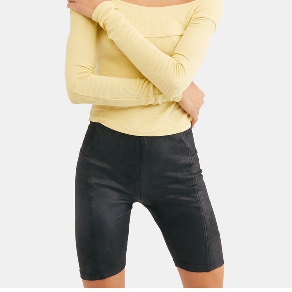Free People Movement Heatwave Black Faux Suede Bike Shorts - Picture 3 of 11